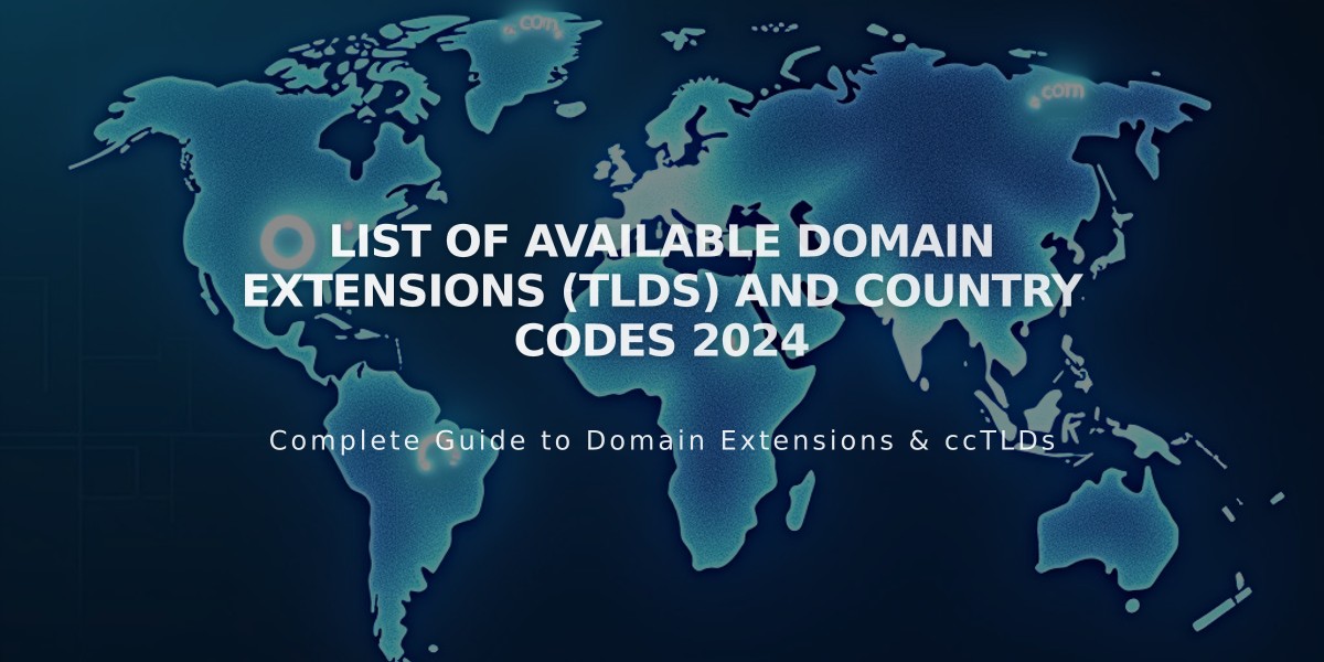 List of Available Domain Extensions (TLDs) and Country Codes 2024