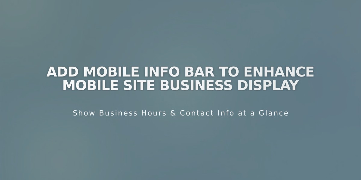 Add Mobile Info Bar to Enhance Mobile Site Business Display