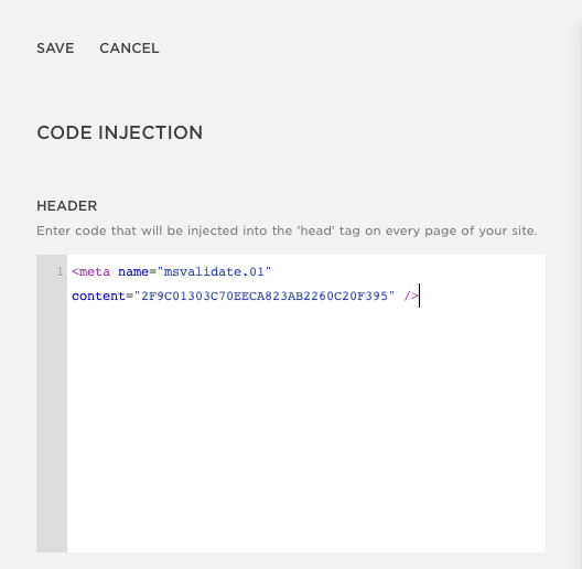 Code Injection Page with Header