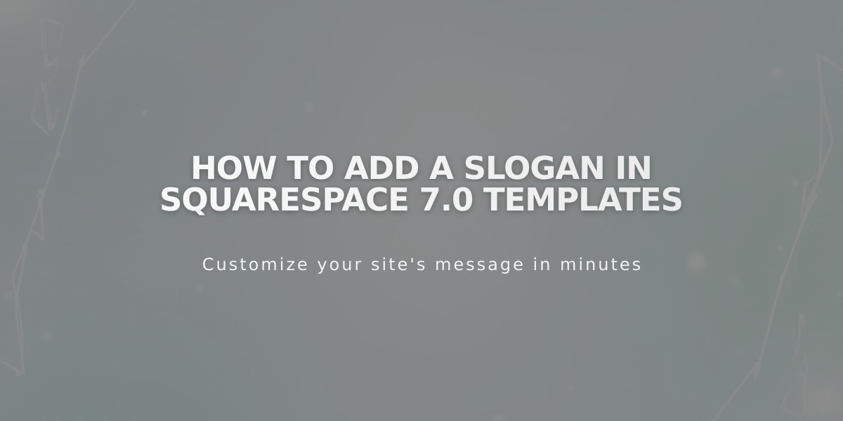 How to Add a Slogan in Squarespace 7.0 Templates