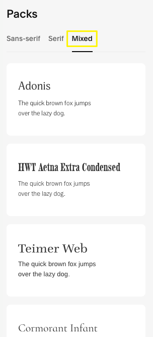 Font package list