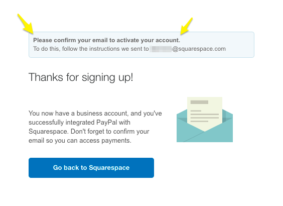 Successful Squarespace Registration Confirmation Form