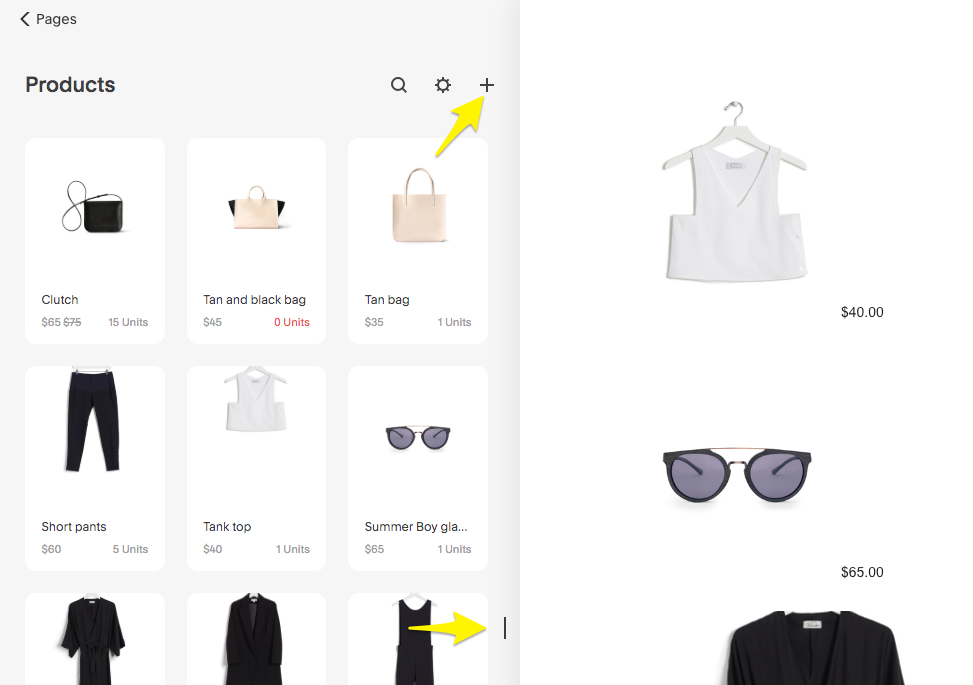 Product category page in Squarespace shop