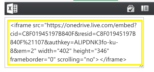 OneDrive embedded link