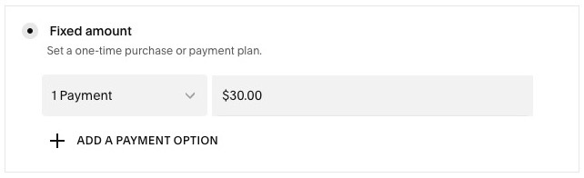 Payment plan and pricing options