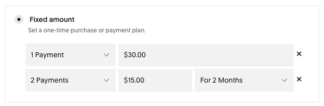 Squarespace Payment Plan Screen