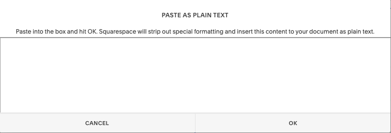 Text editor interface in Squarespace