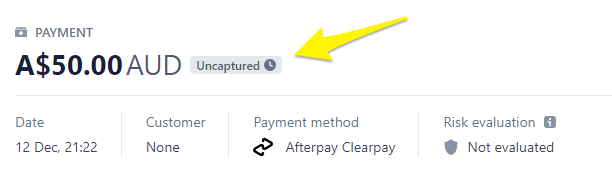 Payment status interface