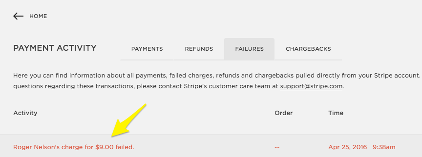 Payment declined error on Squarespace