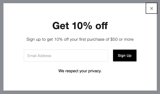 Popup Discount Ad