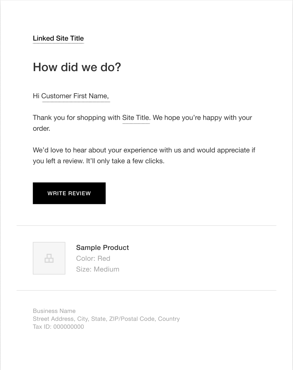 Customer review request email template