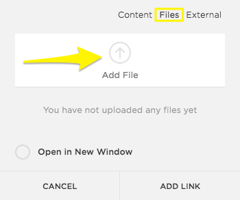 Yellow arrow shows file upload button