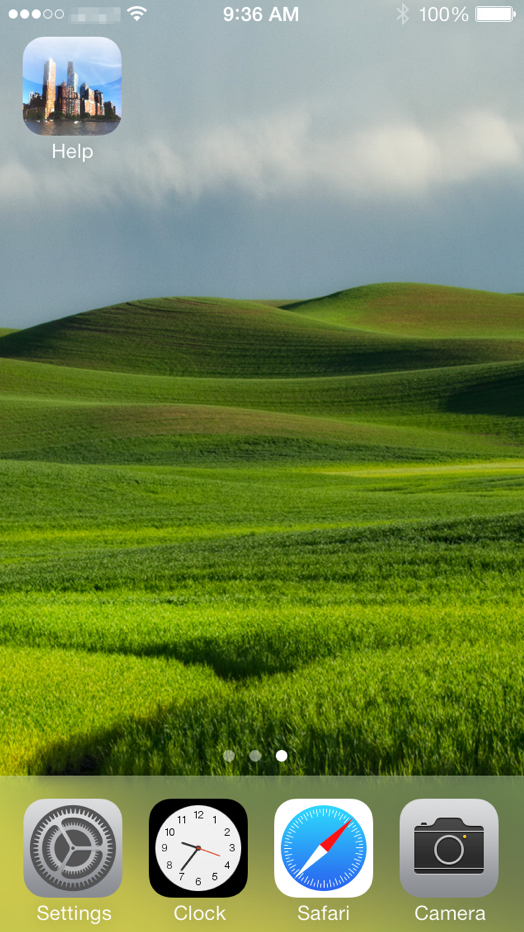 Urban skyline on green field