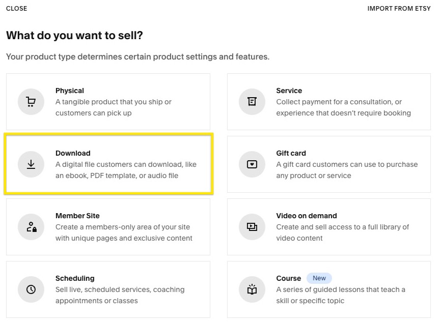 Download file types in Squarespace