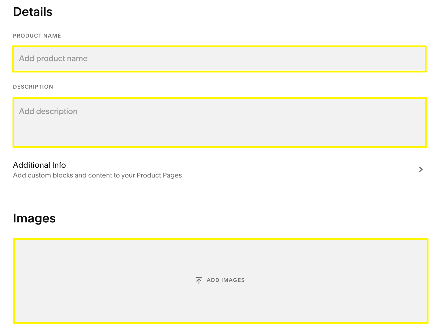 Squarespace image settings panel