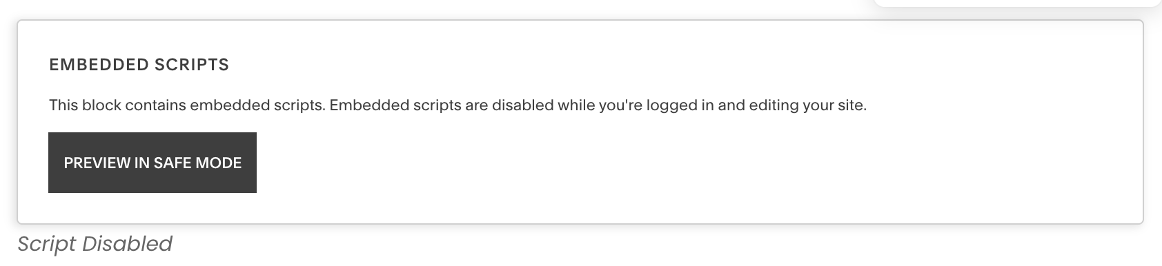 Disabled scripts alert message