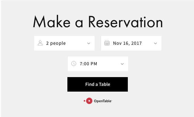 Book a Table via OpenTable