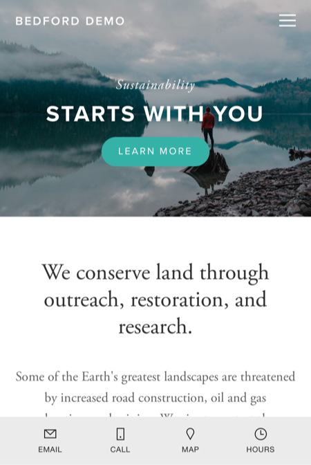 SquareSpace Company Homepage Screen