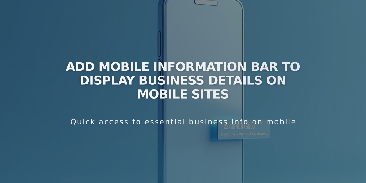 Add Mobile Information Bar to Display Business Details on Mobile Sites