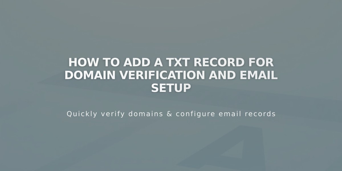 How to Add a TXT Record for Domain Verification and Email Setup