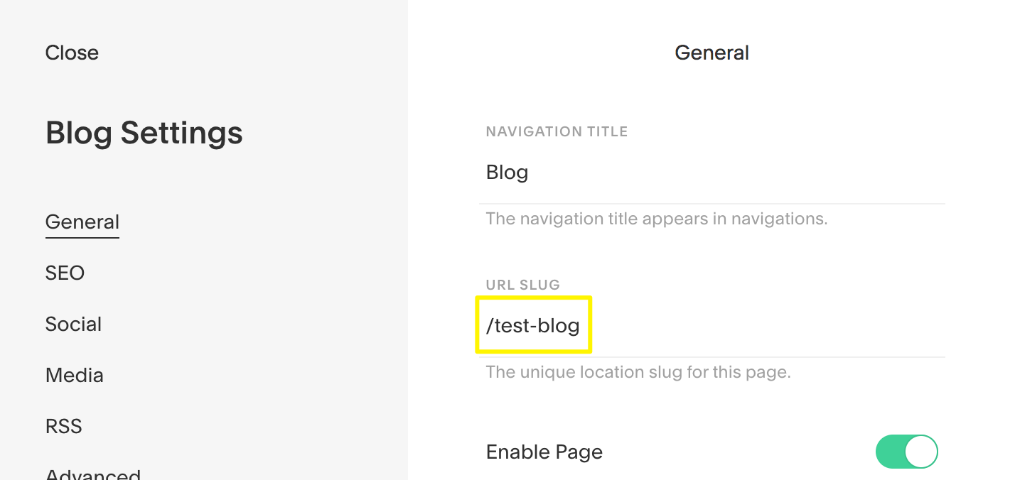 Blog Settings Highlighted in Dashboard