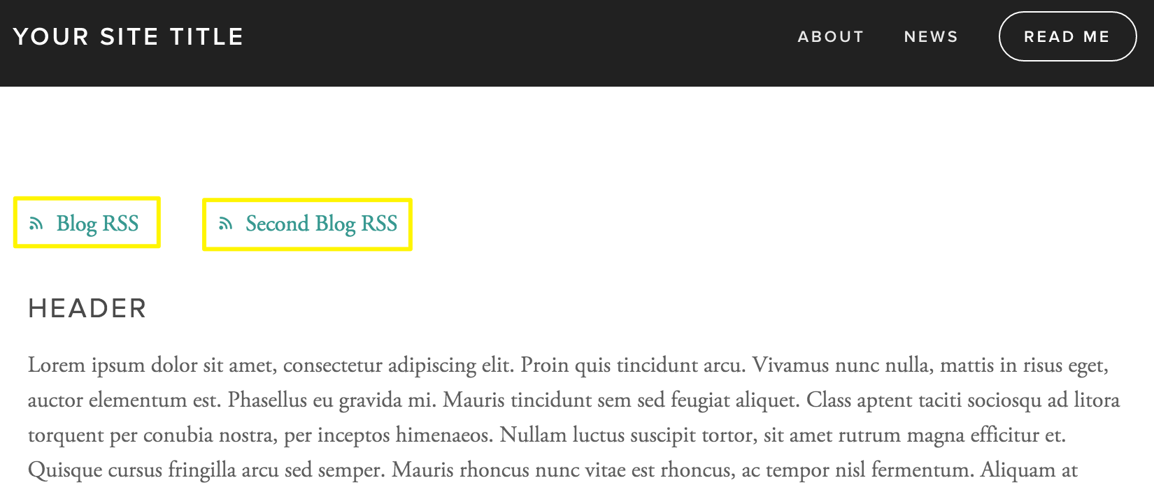 Blog RSS Links in Squarespace Header