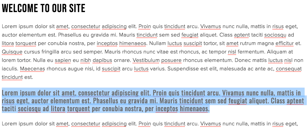 Example of Lorem ipsum text