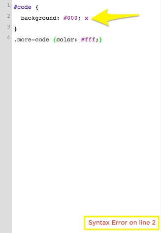 Code syntax error in editor