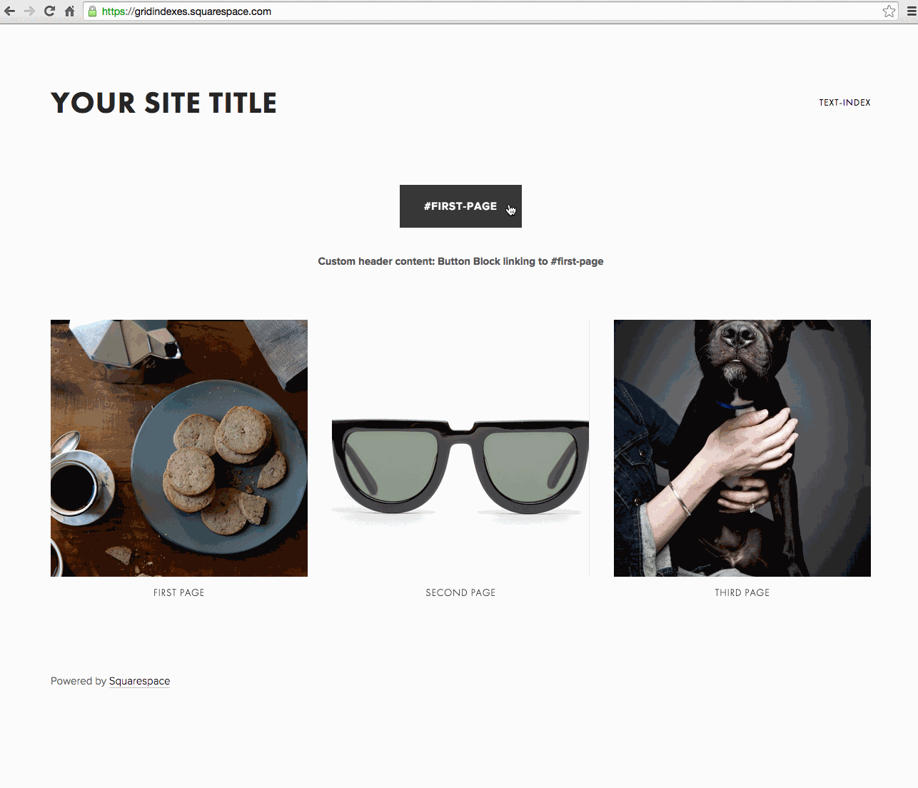 Three images on a webpage