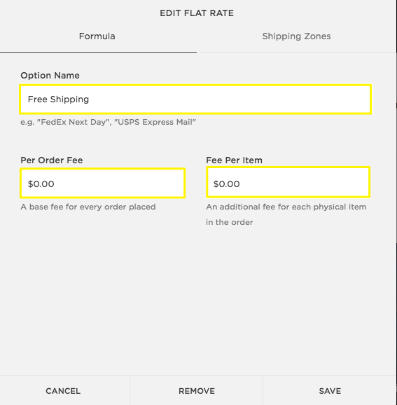 Shipping Options and Costs