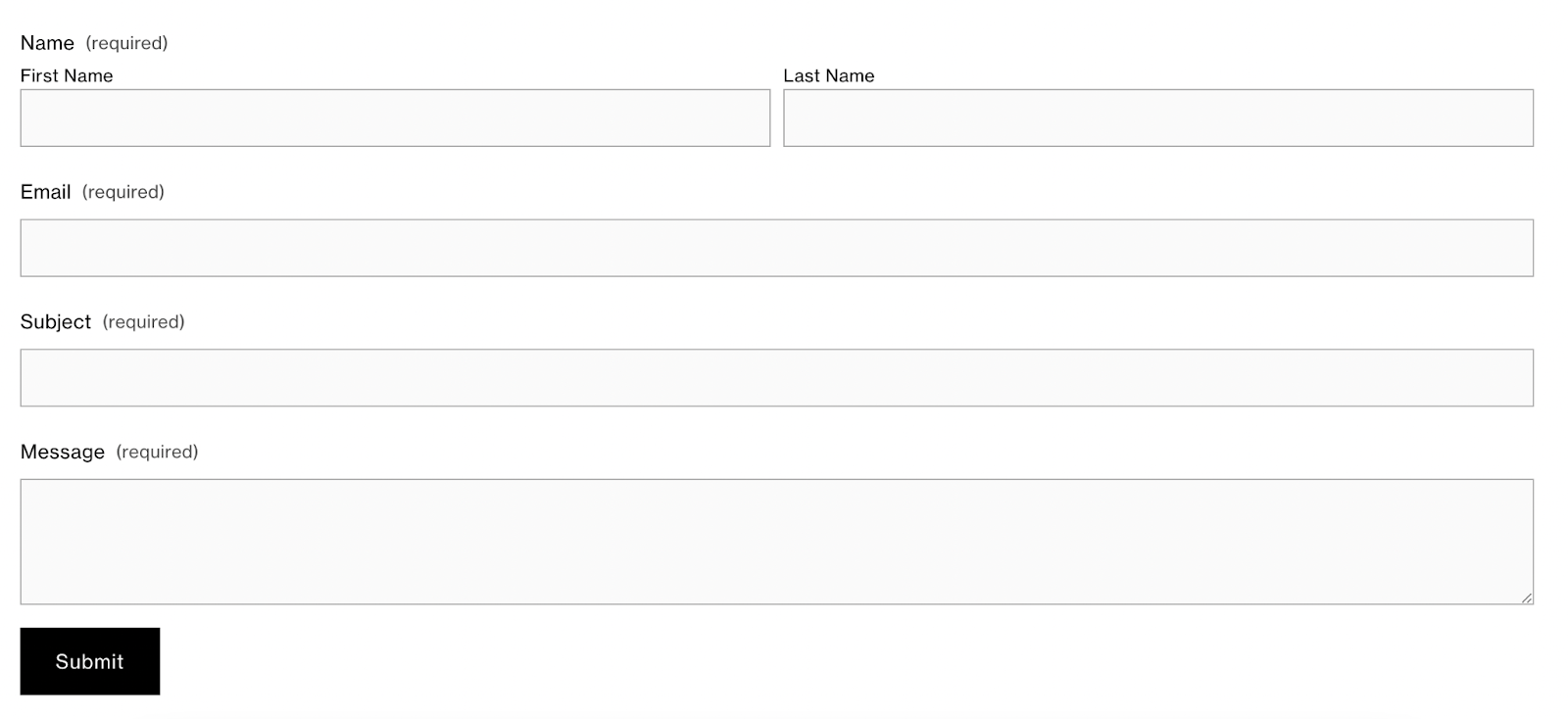 Form input fields and submit button