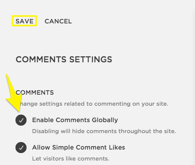 Arrow pointing to blog comments