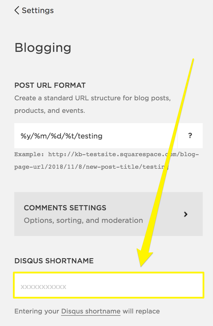 Yellow arrow pointing to blog post